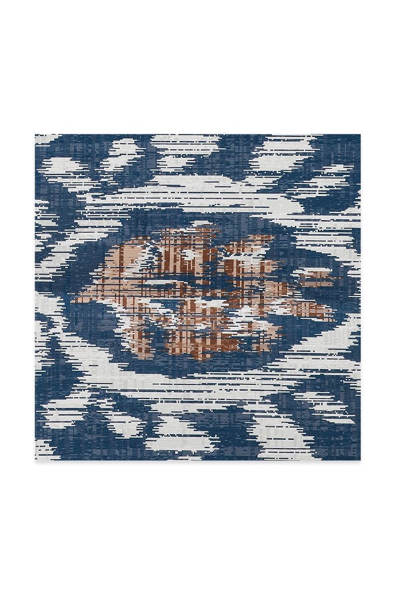 Blue Contemporary Pattern Rug Detail