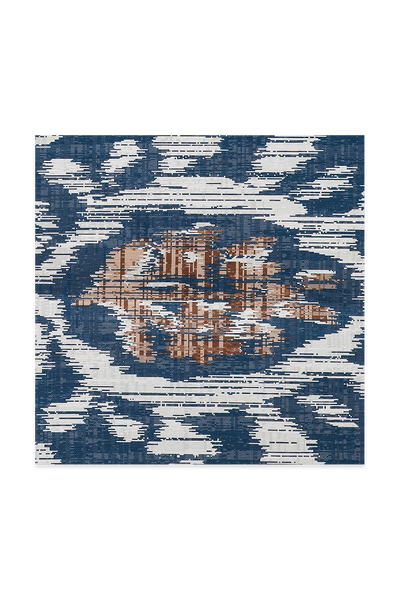 Blue Contemporary Pattern Rug Detail