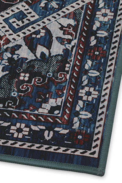 Blue Pecan Persian Style Pattern Rug Corner