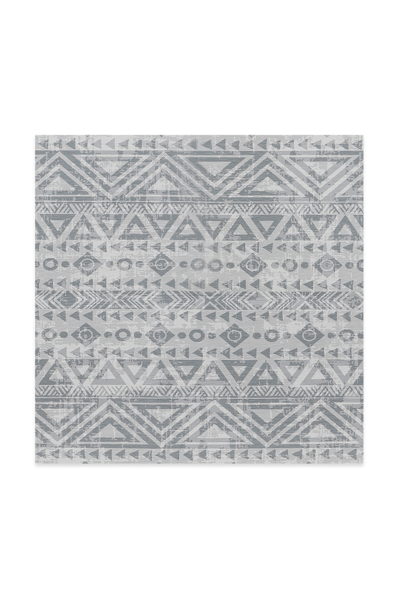 Misty Grey Aztec Pattern Rug Detail