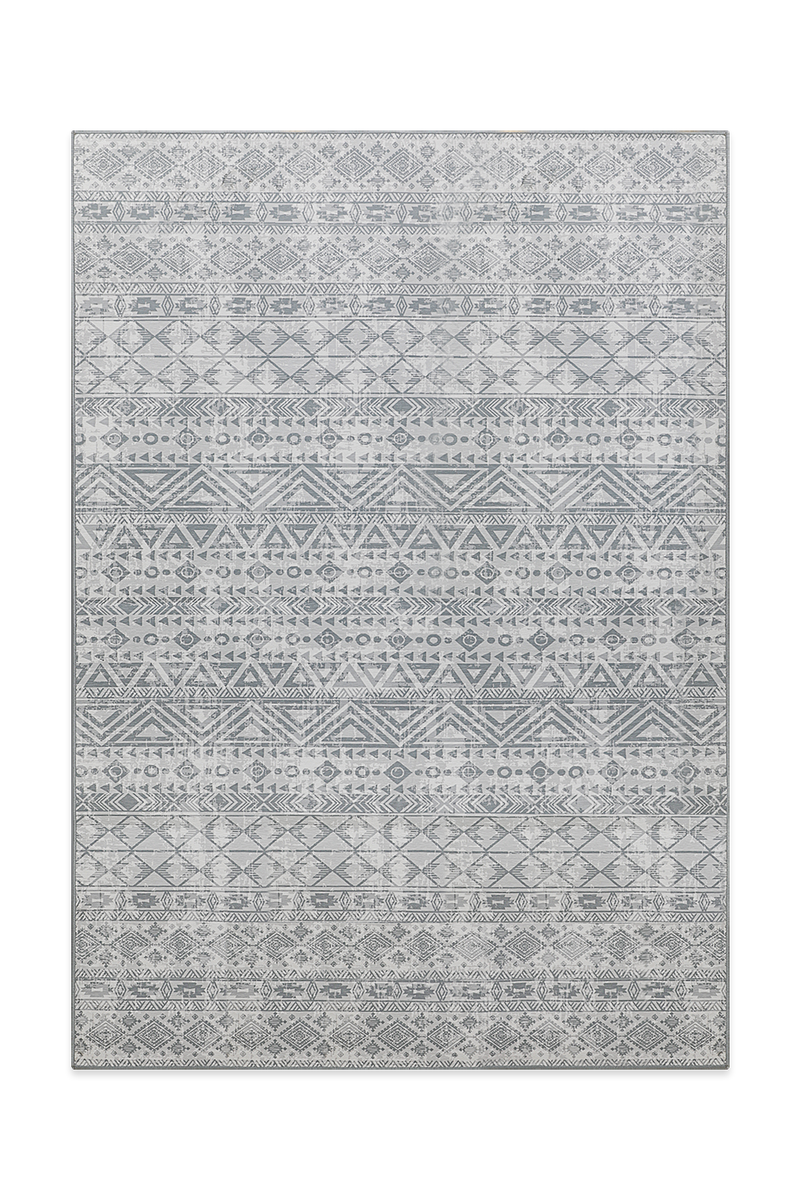 Misty Grey Aztec Pattern Rug