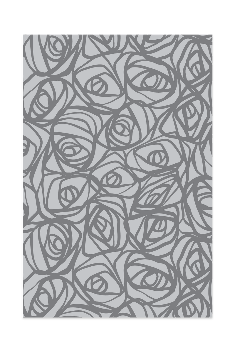 Silver & Grey Rose Pattern Rug